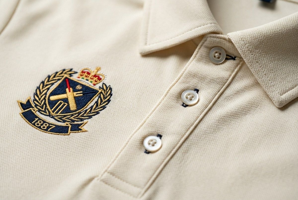 Precision embroidered cricket club crest