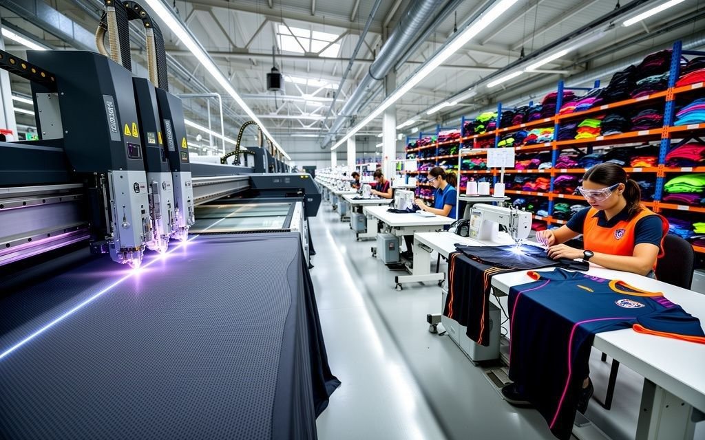 Sportswear stitching and technical garment assembly